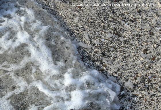 Midden Froth, Gabriola Wave hitting shell midden beach, Gabriola Island