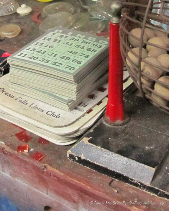 Bingo cards in Ocean Falls museum