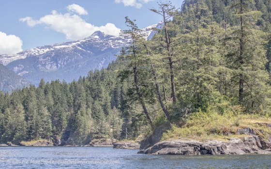 Approaching Malibu Rapids with mountains in distance